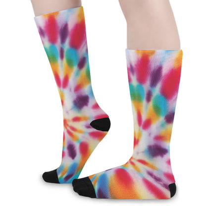 Bright Swirl Tie Dye Print Long Socks