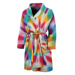 Bright Swirl Tie Dye Print Men's Bathrobe