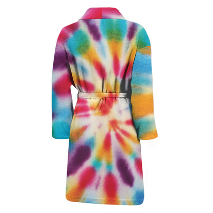 Bright Swirl Tie Dye Print Men's Bathrobe