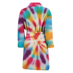 Bright Swirl Tie Dye Print Men's Bathrobe