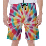 Bright Swirl Tie Dye Print Men's Beach Shorts