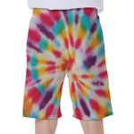 Bright Swirl Tie Dye Print Men's Beach Shorts