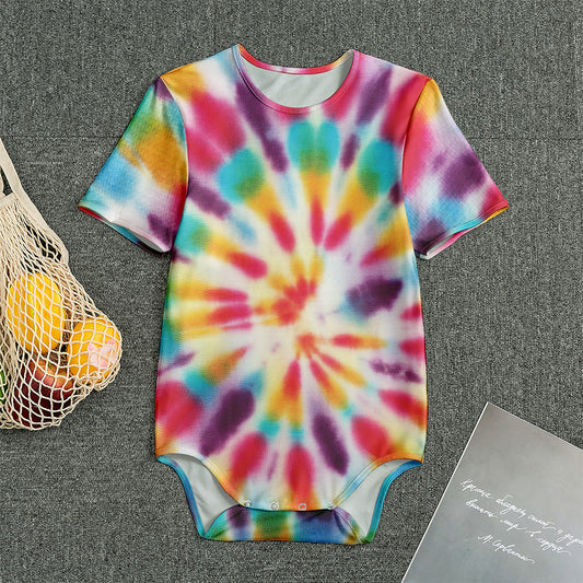Bright Swirl Tie Dye Print Men's Bodysuit