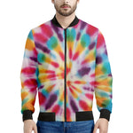 Bright Swirl Tie Dye Print Men's Bomber Jacket