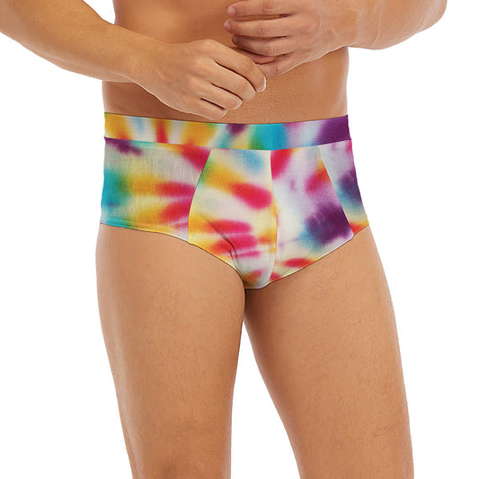 Bright Swirl Tie Dye Print Men's Briefs