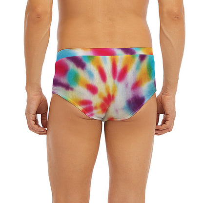 Bright Swirl Tie Dye Print Men's Briefs