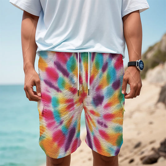 Bright Swirl Tie Dye Print Men's Cargo Shorts