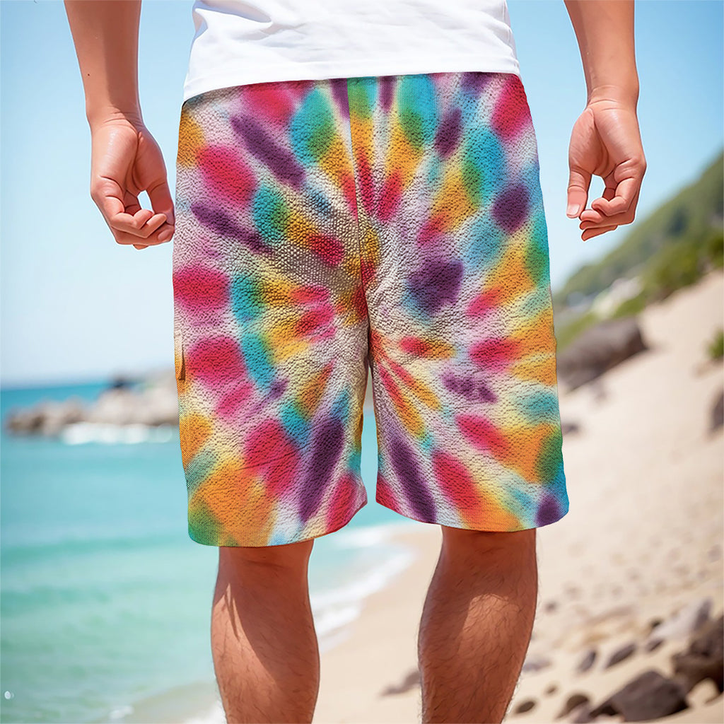 Bright Swirl Tie Dye Print Men's Cargo Shorts