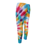 Bright Swirl Tie Dye Print Men's Compression Pants