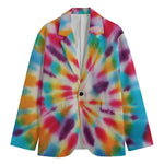 Bright Swirl Tie Dye Print Men's Cotton Blazer