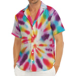 Bright Swirl Tie Dye Print Men's Deep V-Neck Shirt