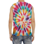 Bright Swirl Tie Dye Print Men's Fitness Tank Top