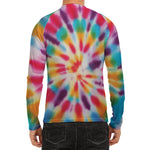 Bright Swirl Tie Dye Print Men's Long Sleeve Rash Guard