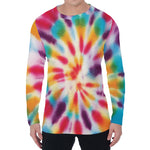 Bright Swirl Tie Dye Print Men's Long Sleeve T-Shirt