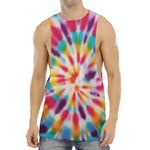 Bright Swirl Tie Dye Print Men's Muscle Tank Top