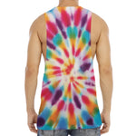 Bright Swirl Tie Dye Print Men's Muscle Tank Top