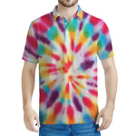 Bright Swirl Tie Dye Print Men's Polo Shirt