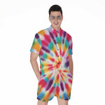Bright Swirl Tie Dye Print Men's Rompers