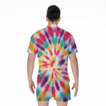 Bright Swirl Tie Dye Print Men's Rompers
