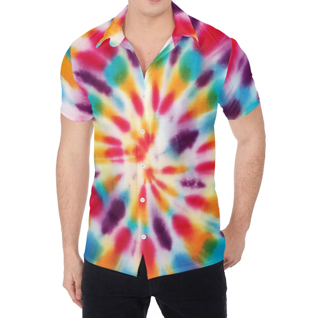 Bright Swirl Tie Dye Print Men's Shirt