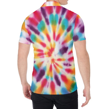 Bright Swirl Tie Dye Print Men's Shirt