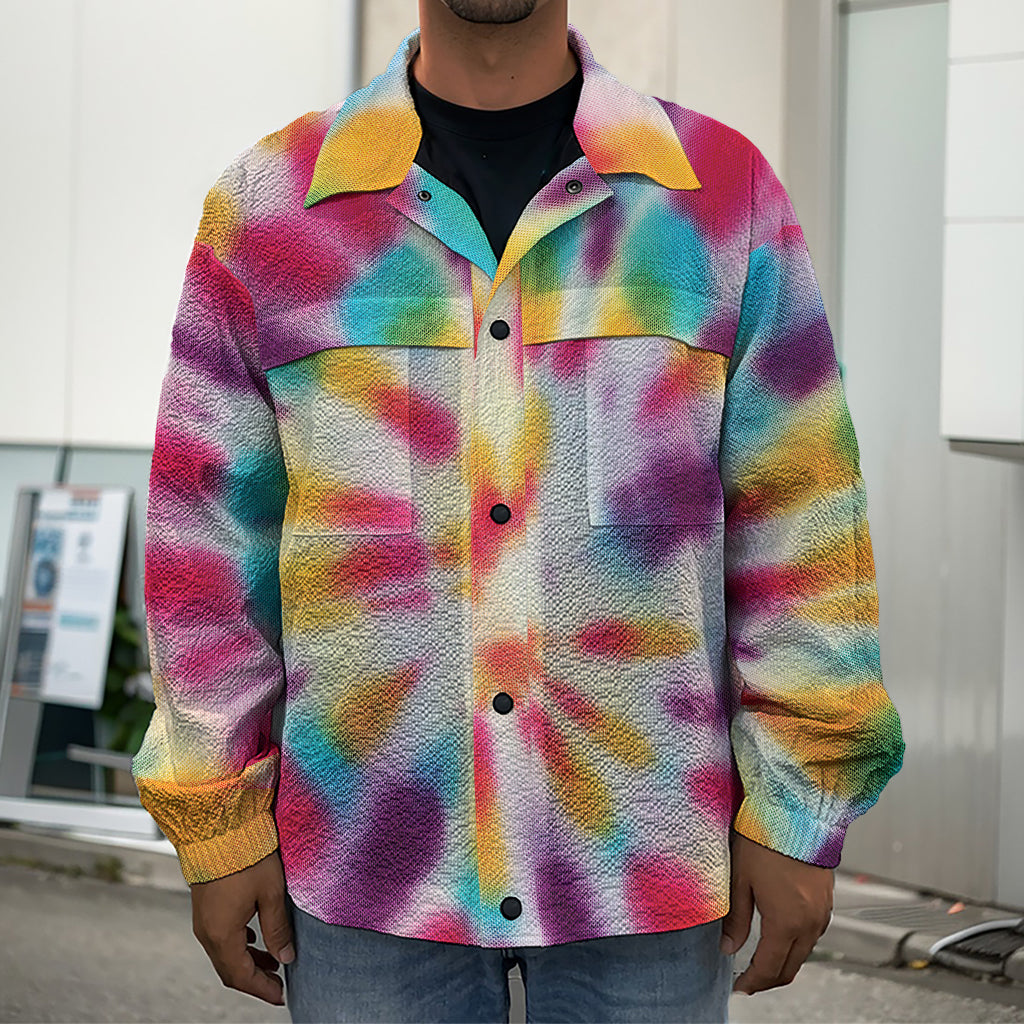 Bright Swirl Tie Dye Print Men's Shirt Jacket