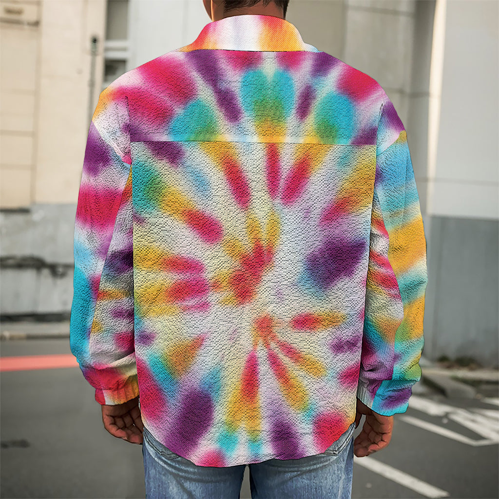 Bright Swirl Tie Dye Print Men's Shirt Jacket