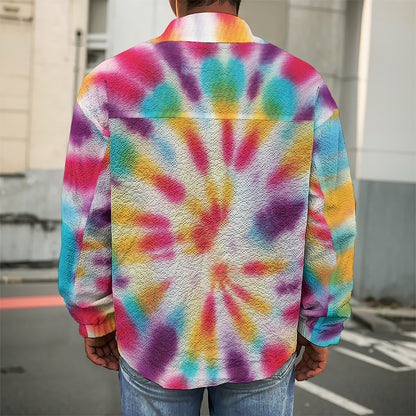 Bright Swirl Tie Dye Print Men's Shirt Jacket