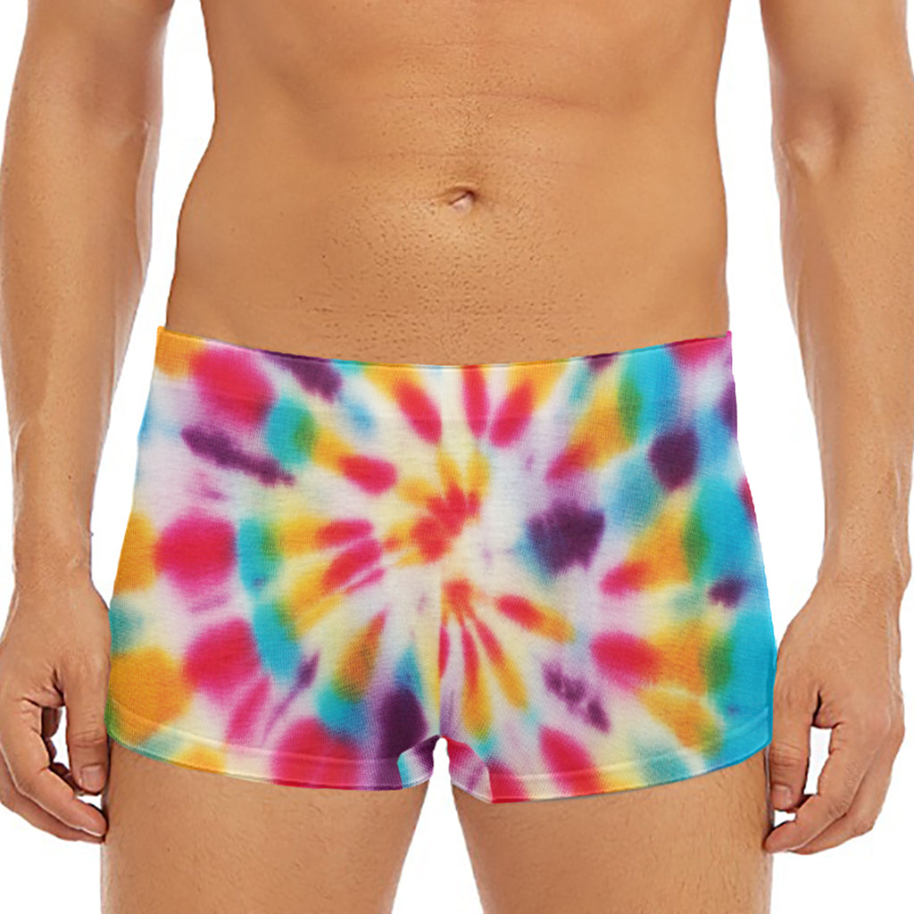 Bright Swirl Tie Dye Print Men's Short Boxer Briefs