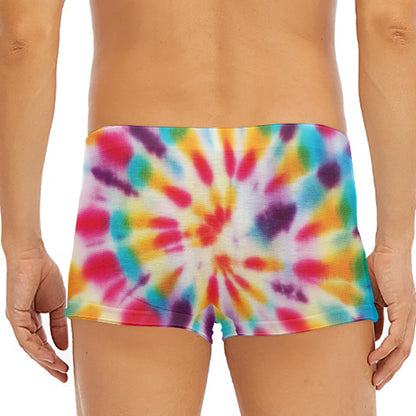 Bright Swirl Tie Dye Print Men's Short Boxer Briefs