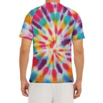 Bright Swirl Tie Dye Print Men's Short Sleeve Rash Guard