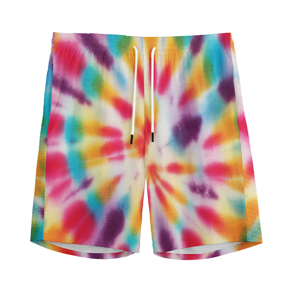 Bright Swirl Tie Dye Print Men's Sports Shorts