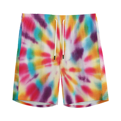 Bright Swirl Tie Dye Print Men's Sports Shorts