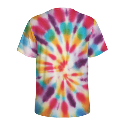Bright Swirl Tie Dye Print Men's Sports T-Shirt