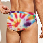 Bright Swirl Tie Dye Print Men's Swim Briefs