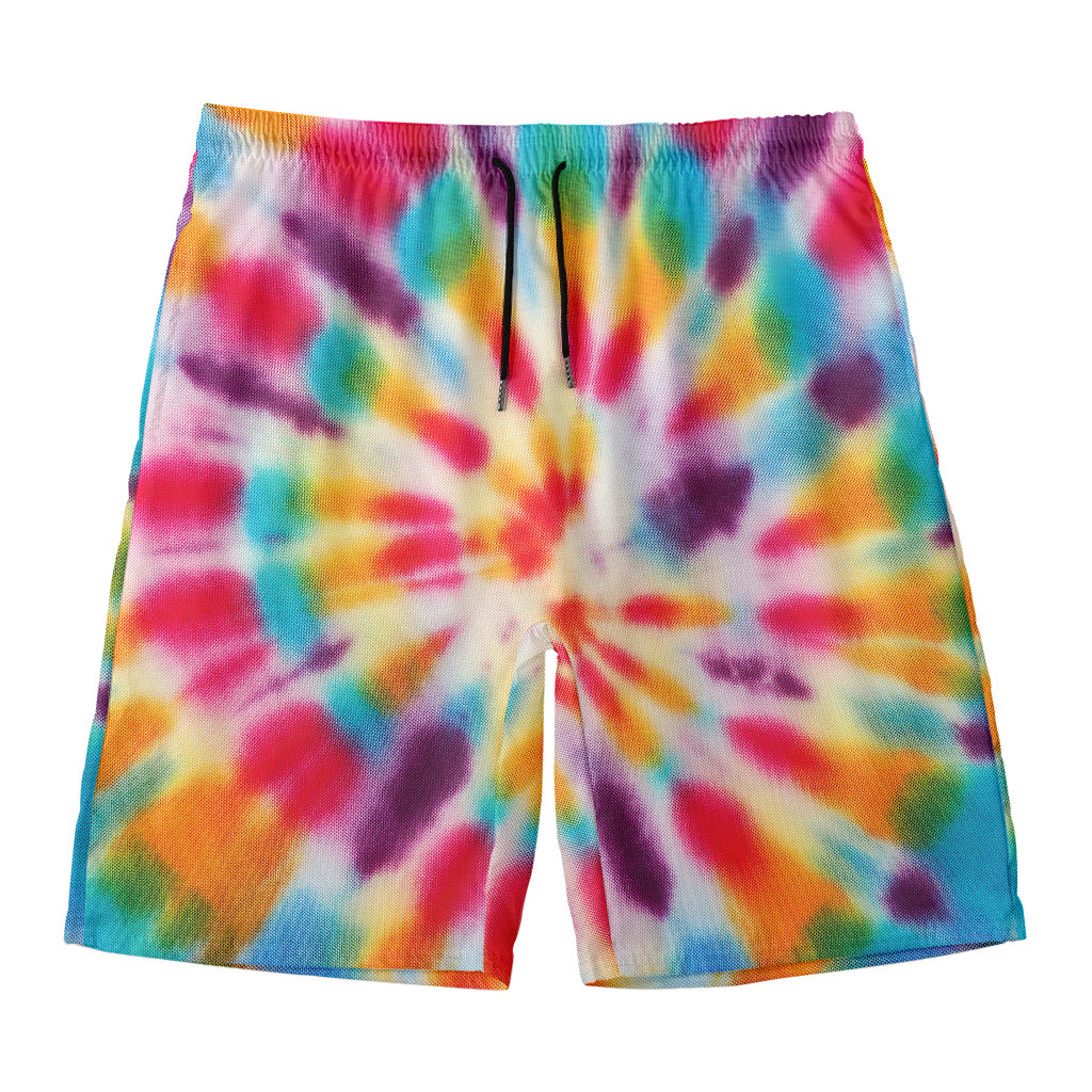 Bright Swirl Tie Dye Print Men's Swim Trunks