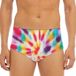 Bright Swirl Tie Dye Print Men's Triangle Swim Briefs