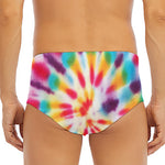Bright Swirl Tie Dye Print Men's Triangle Swim Briefs