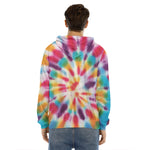 Bright Swirl Tie Dye Print Men's Velvet Pullover Hoodie