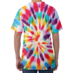 Bright Swirl Tie Dye Print Men's Velvet T-Shirt