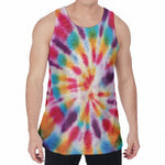 Bright Swirl Tie Dye Print Men's Velvet Tank Top