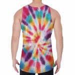 Bright Swirl Tie Dye Print Men's Velvet Tank Top