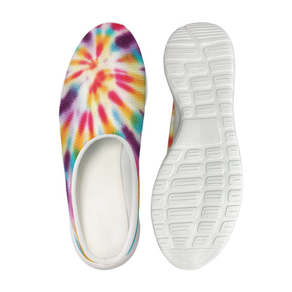 Bright Swirl Tie Dye Print Mesh Casual Shoes