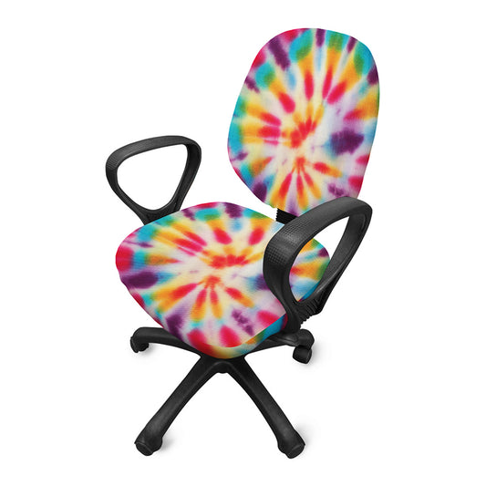 Bright Swirl Tie Dye Print Office Chair Cover