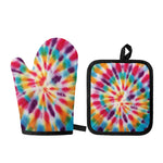 Bright Swirl Tie Dye Print Oven Mitt And Pot Holder Set