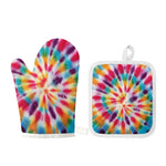 Bright Swirl Tie Dye Print Oven Mitt And Pot Holder Set