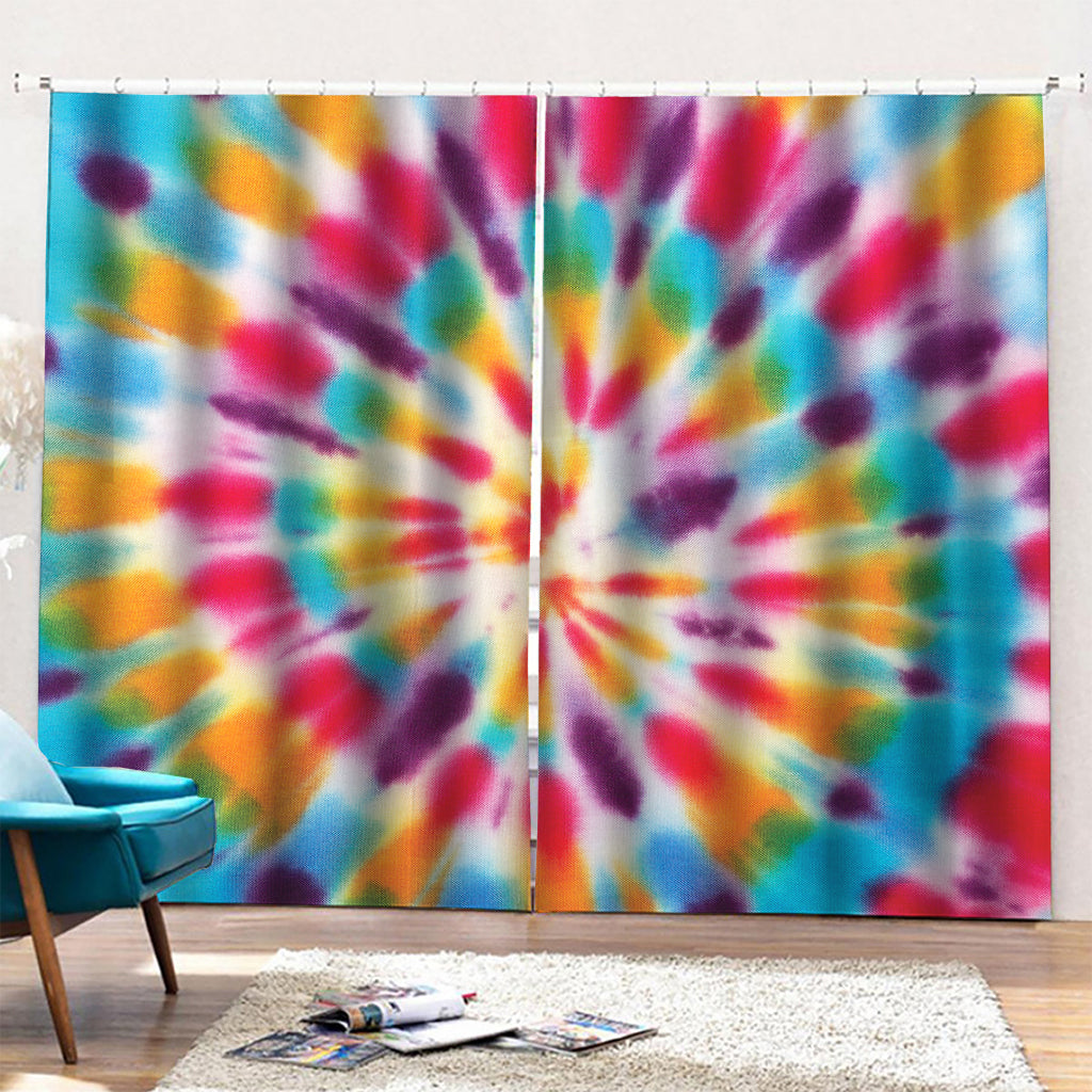 Bright Swirl Tie Dye Print Pencil Pleat Curtains