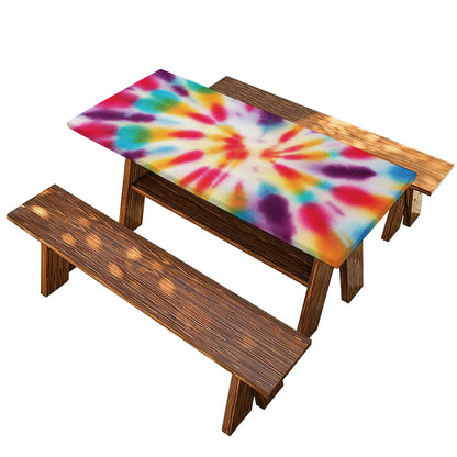 Bright Swirl Tie Dye Print Picnic Table Cover