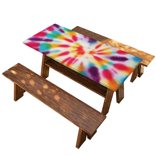 Bright Swirl Tie Dye Print Picnic Table Cover