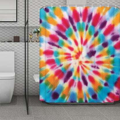 Bright Swirl Tie Dye Print Polyester Shower Curtain
